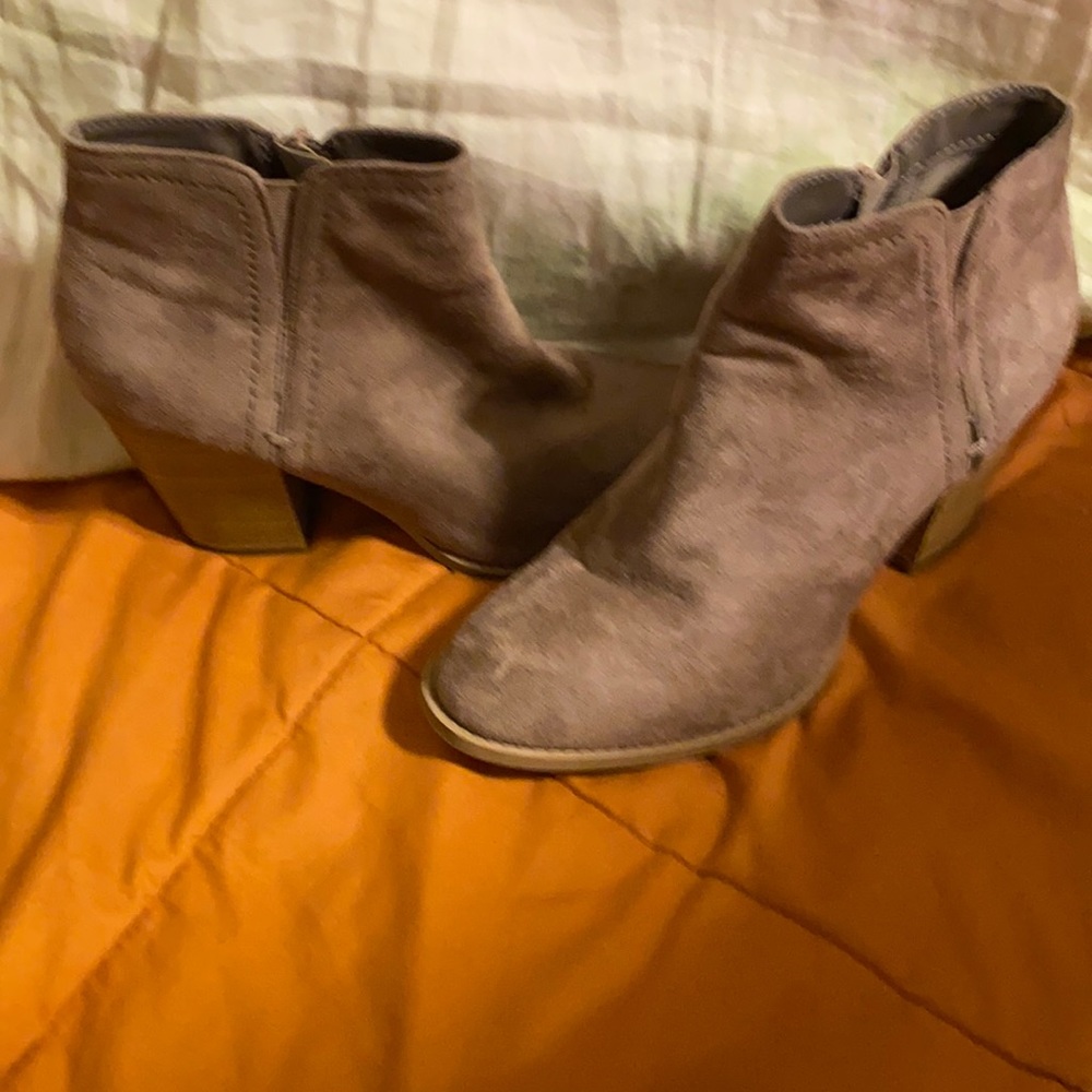Photo suede ankle boot